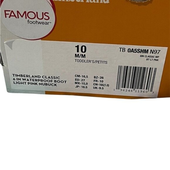 Timberland Classic Pink Nubuck Leather Girls Boots Size 10 With Rubber Sole - Picture 9 of 10